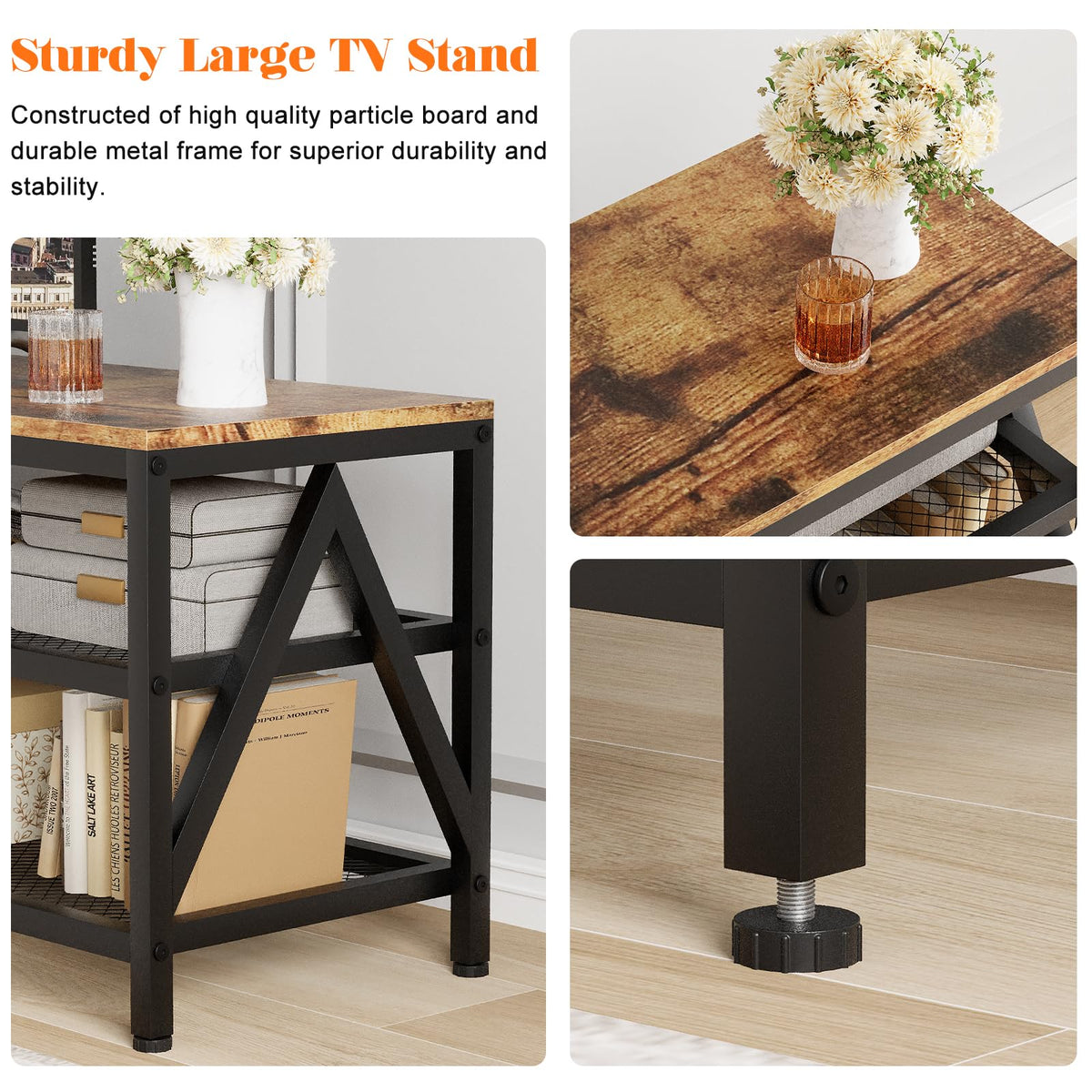 63" TV Stand with 3-Tier Storage Shelves G396937