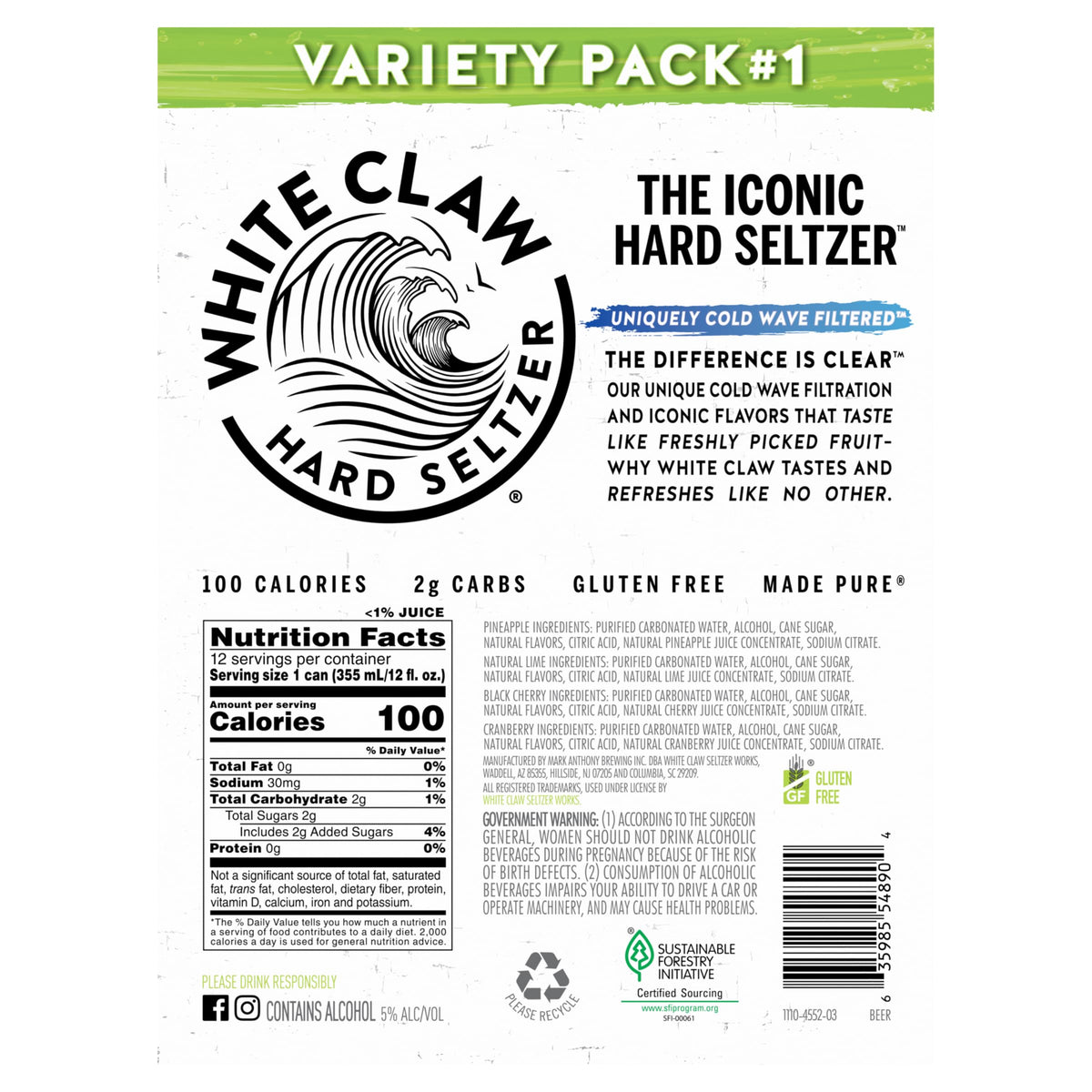 Hard Seltzer Variety Pack 12pk 12 Fl Oz Cans I7756