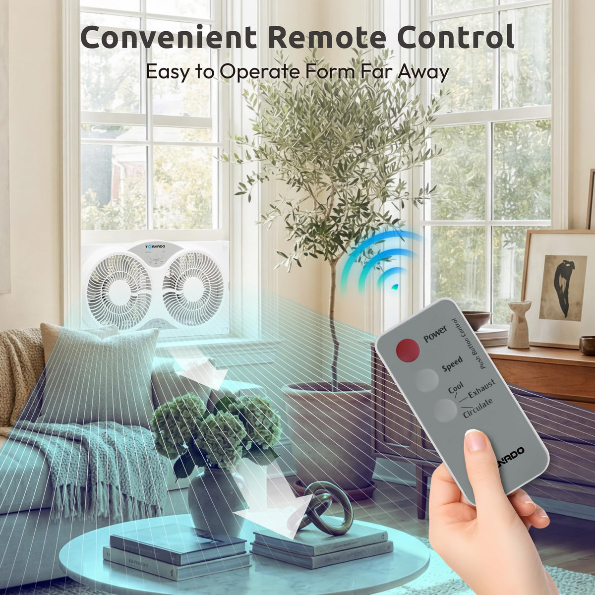 9 Inch Dual Window Fan with Remote Control, 3-Speed, White G940