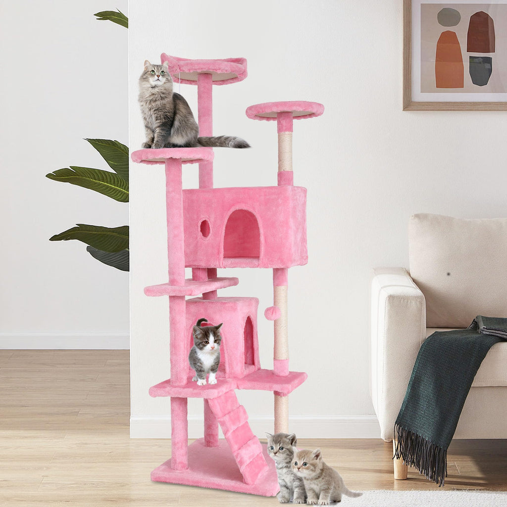 70-inch Pink Multi-Level Cat Tower & Cat Condo with Scratching Post N489