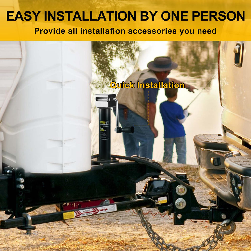 5000 lbs A-Frame Trailer Jack, 15" Vertical Travel with Adjustable Drop Leg F179
