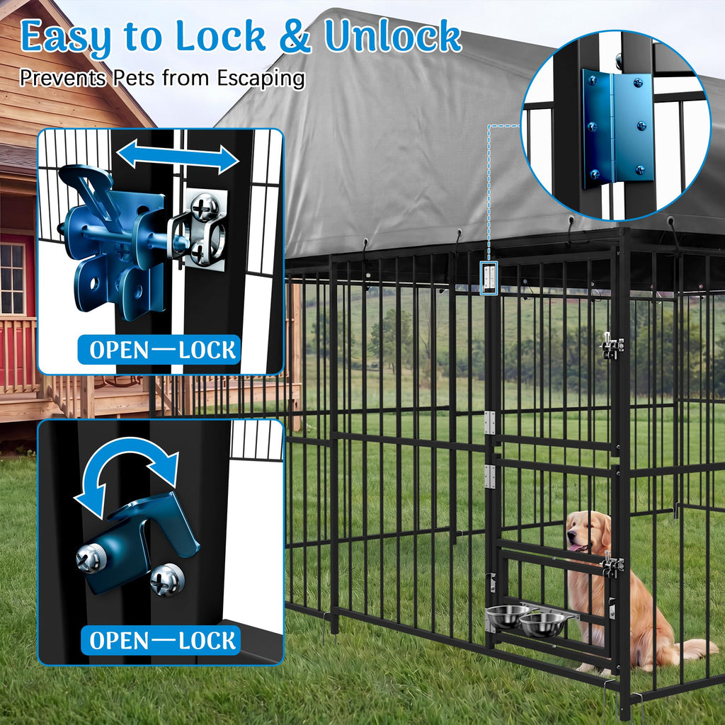 10×10FT Outdoor Dog Kennel with Roof H972315