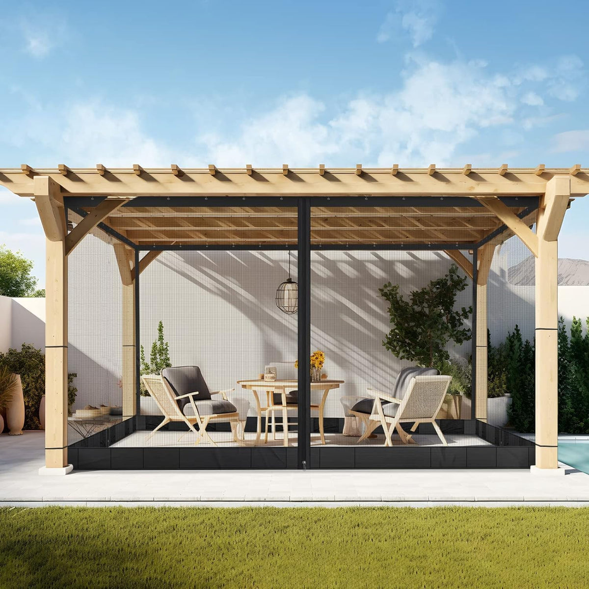 Mosquito Net 4-Panel Canopy Screen Wall with Zipper for 10 x 10' Gazebo D40059