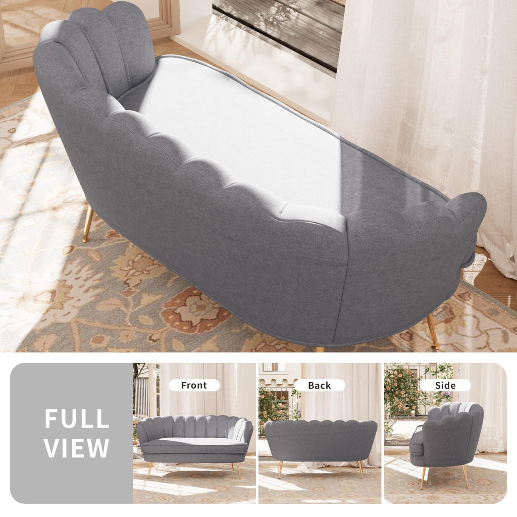 Light Grey Chenille 2-Seater Loveseat Sofa T63957