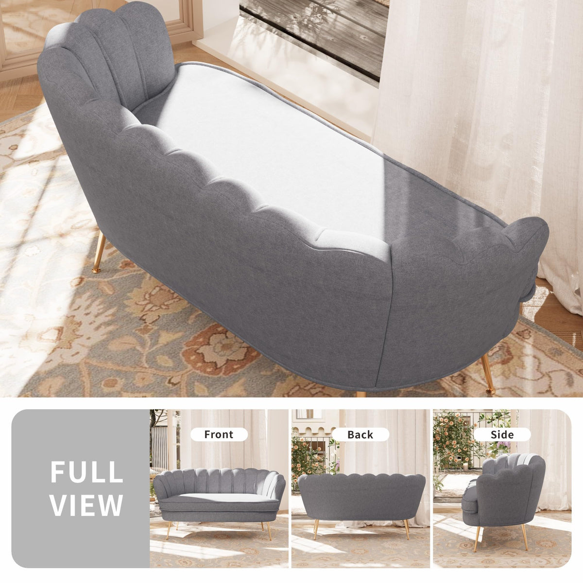 Light Grey Chenille 2-Seater Loveseat Sofa T63957