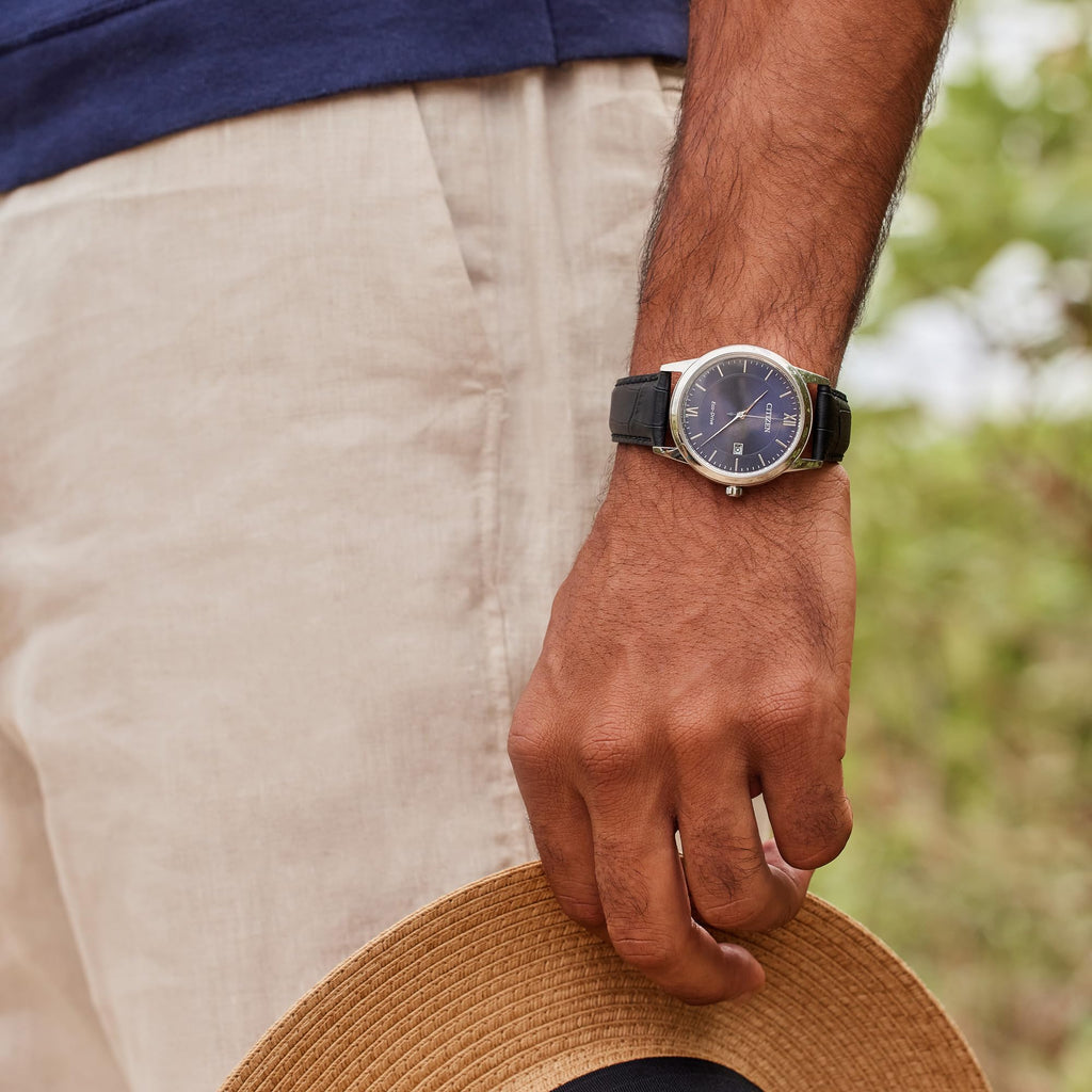 Men's Leather Strap Watch E766724