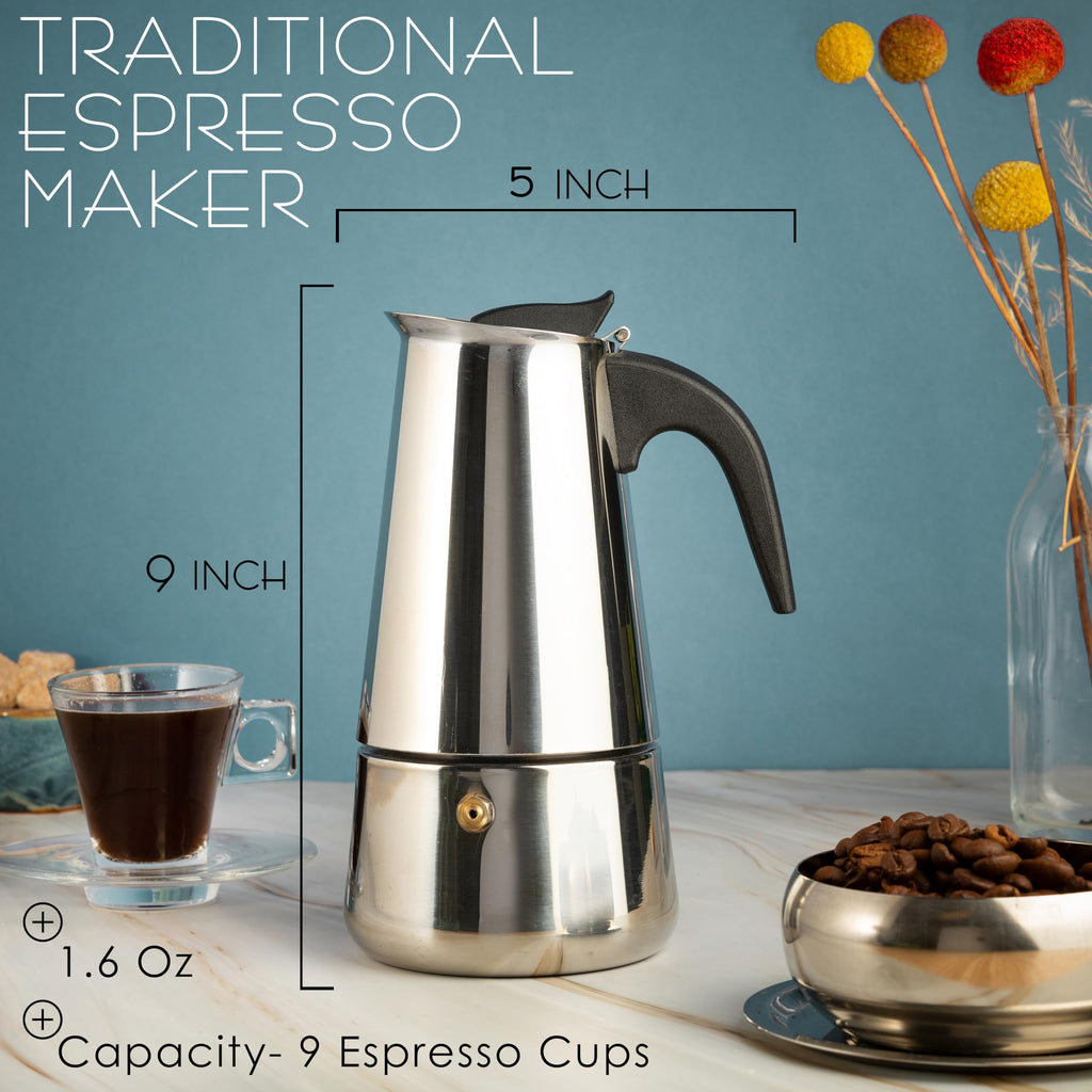 9 Cup Stainless Steel Moka Pot U283479