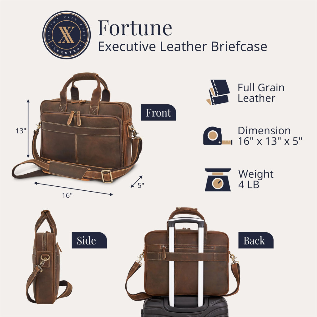Full-Grain Leather Laptop Briefcase A89279