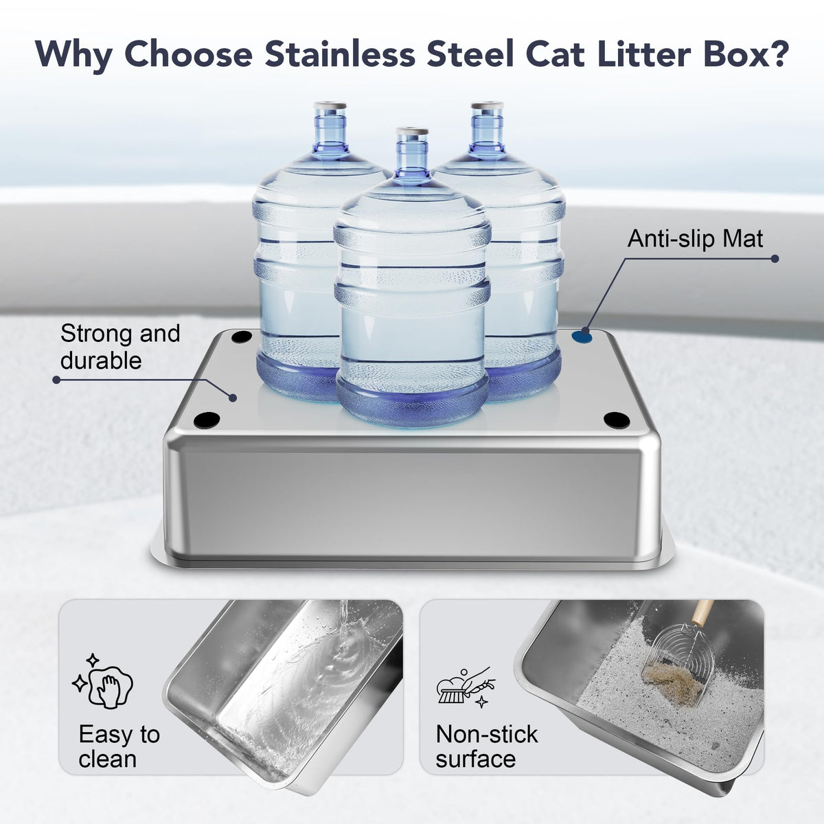 Stainless Steel Enclosed Cat Litter Box P334403