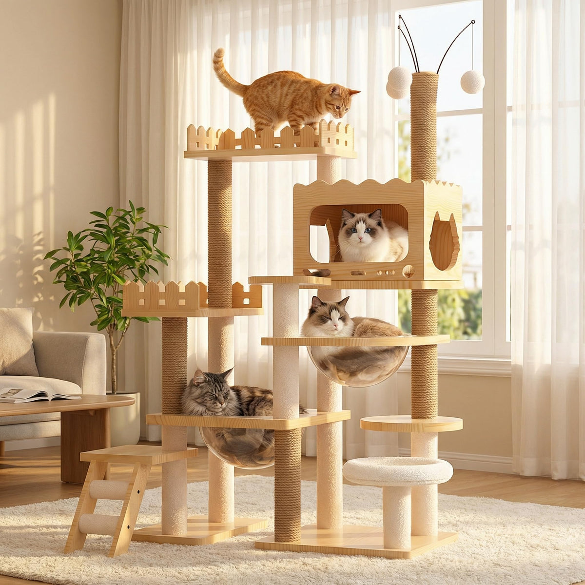 67" Cat Tree Tower with Clear Space Capsule V5936