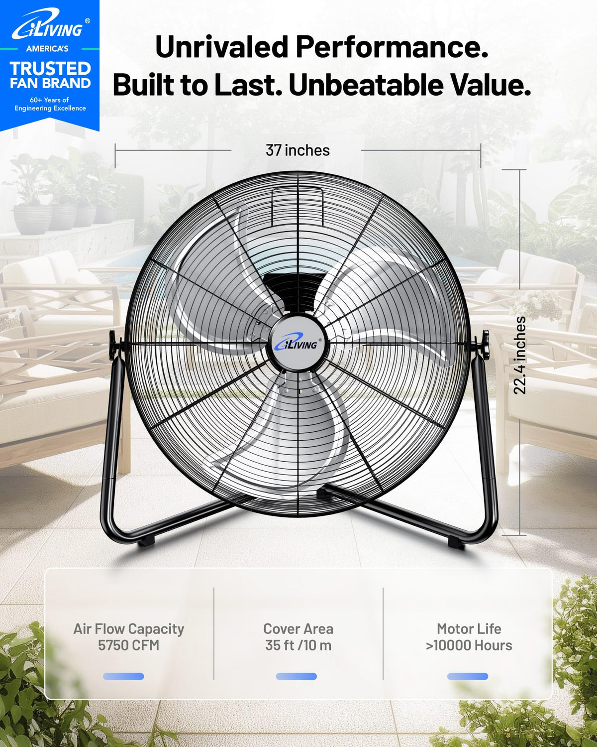 20 Inch Heavy Duty Floor & Wall Mount Fan, 3-Speed Black Q682069