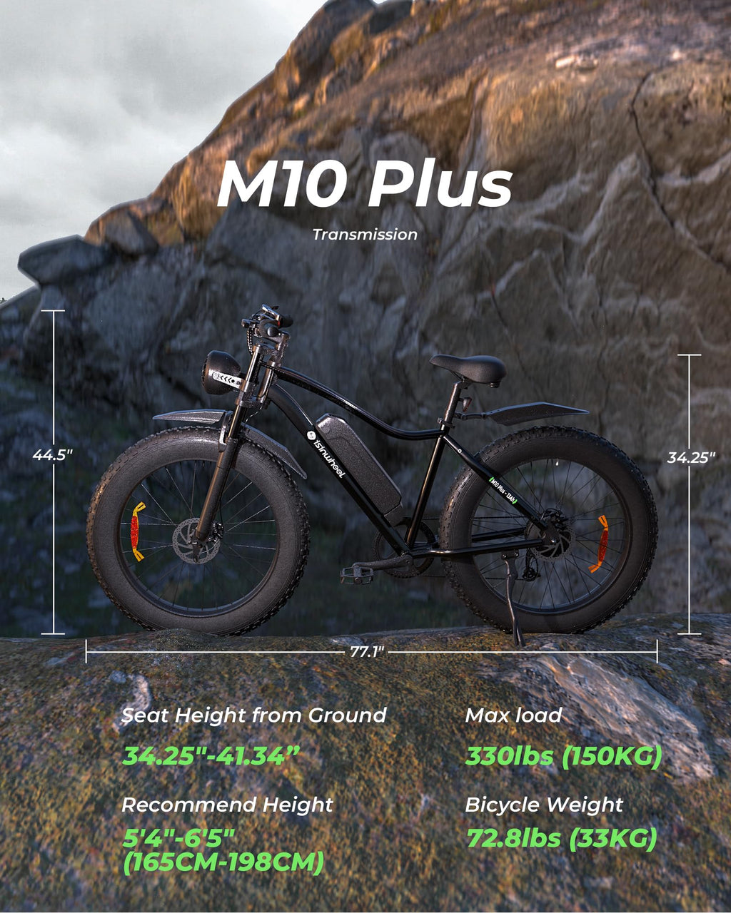26" Fat Tire Electric Mountain Bike with 48V 13Ah Battery R97033