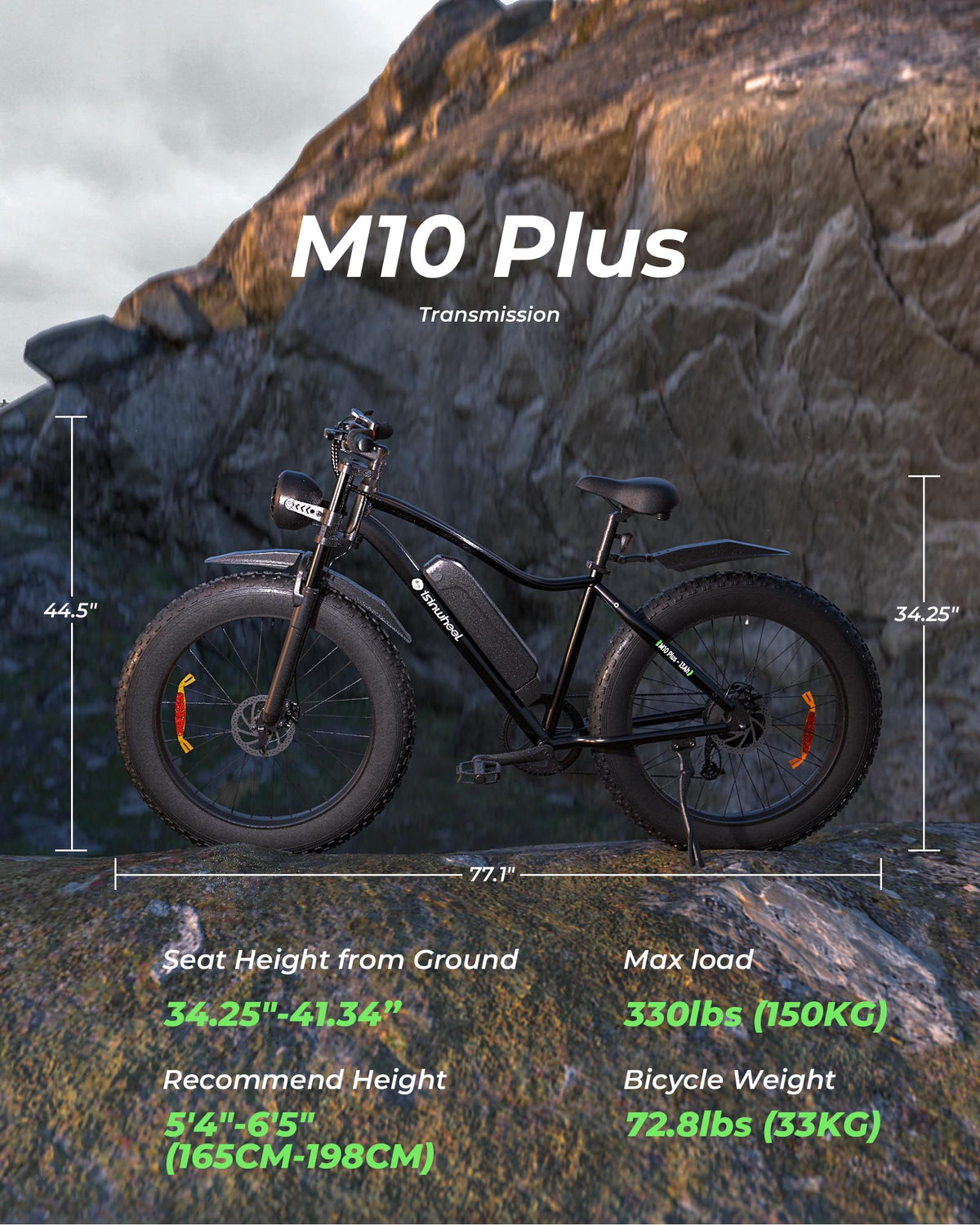 26" Fat Tire Electric Mountain Bike with 48V 13Ah Battery R97033