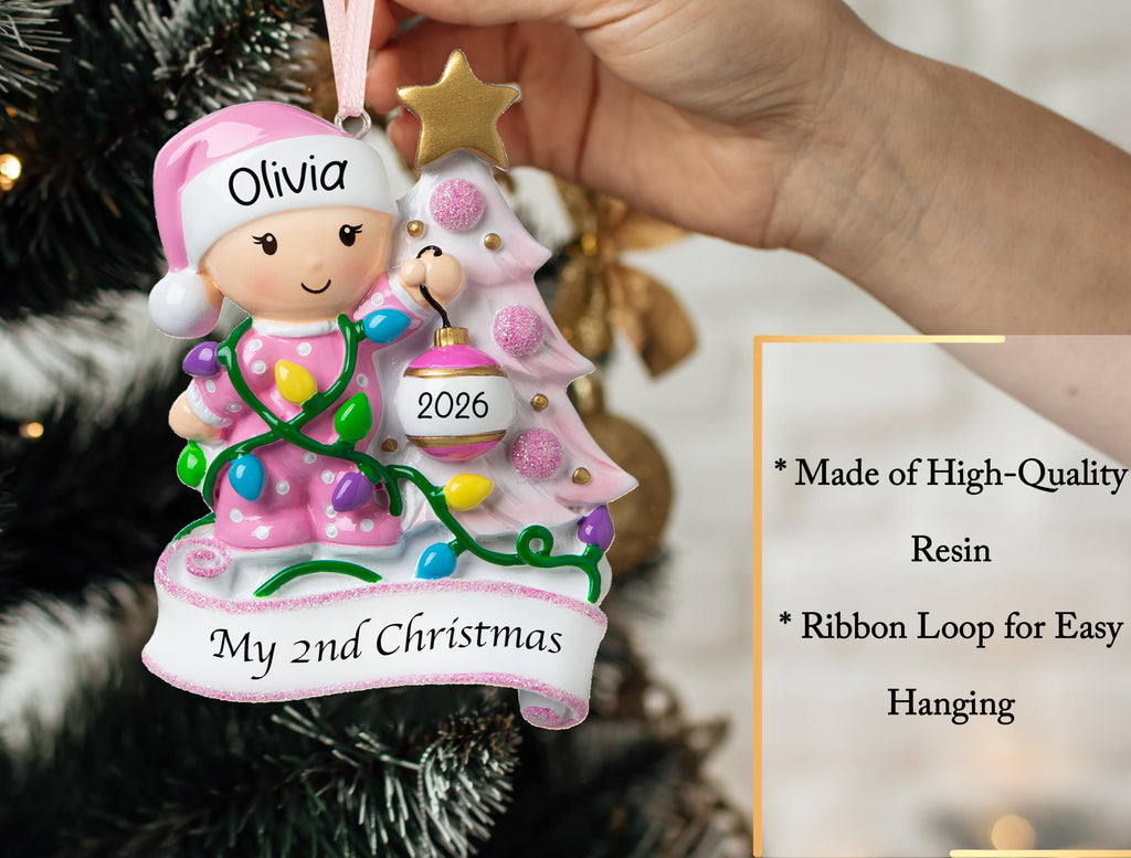 Baby's Second Christmas Ornament 2026 Pink I274