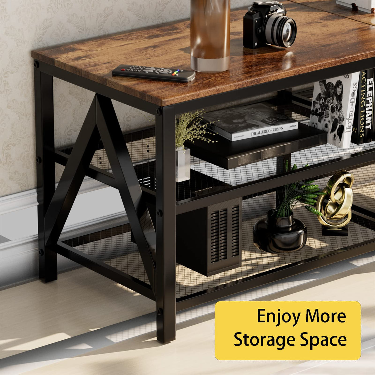 63" TV Stand with 3-Tier Storage Shelves G396937