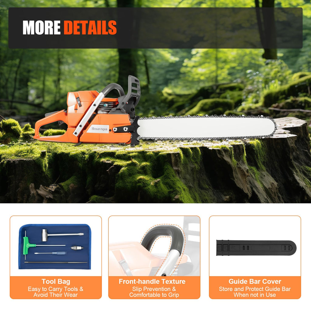 Gas Powered Chainsaw, 72cc 2-Cycle Engine, 24'' Handheld M6096
