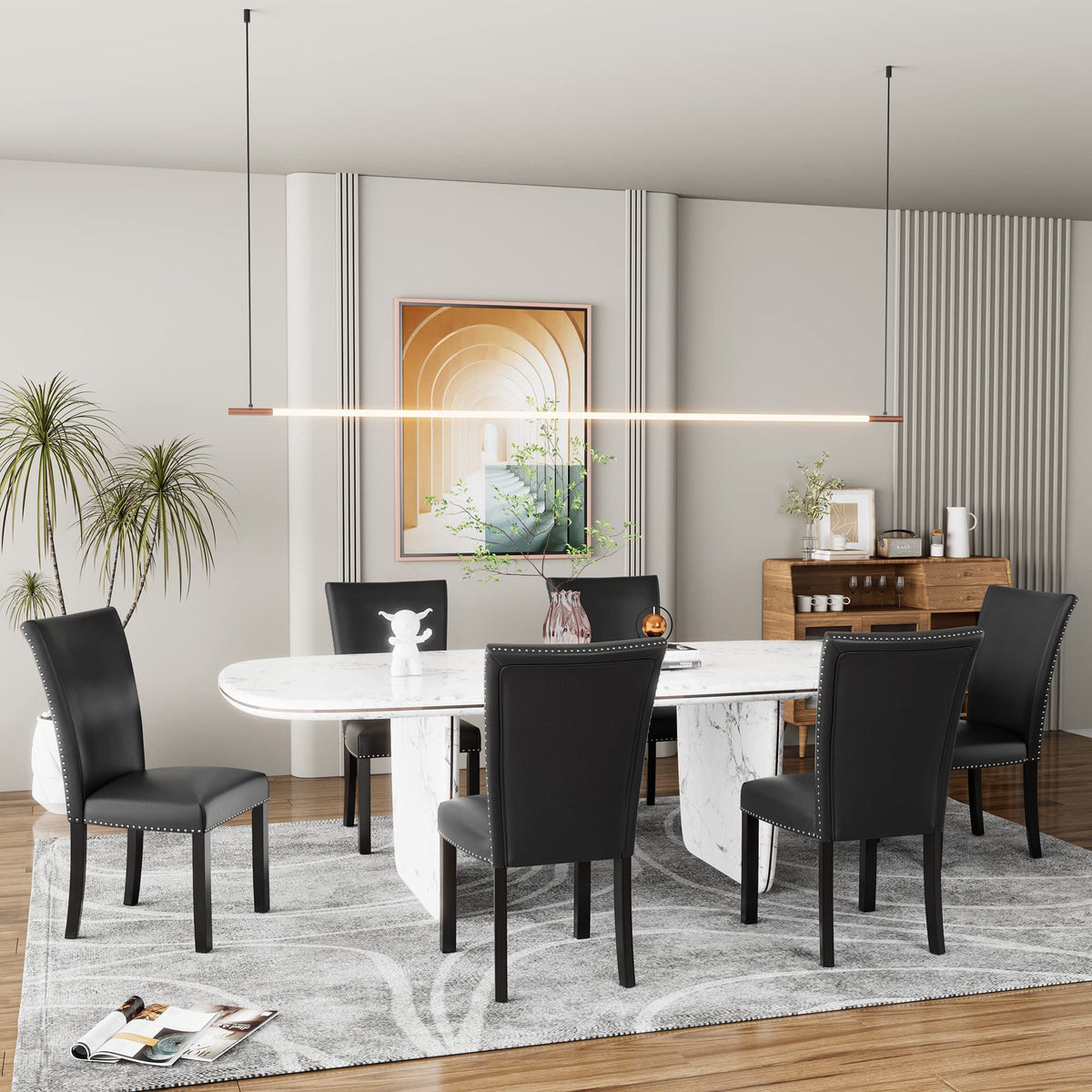 Black PU Dining Chairs Set of 6 F716166