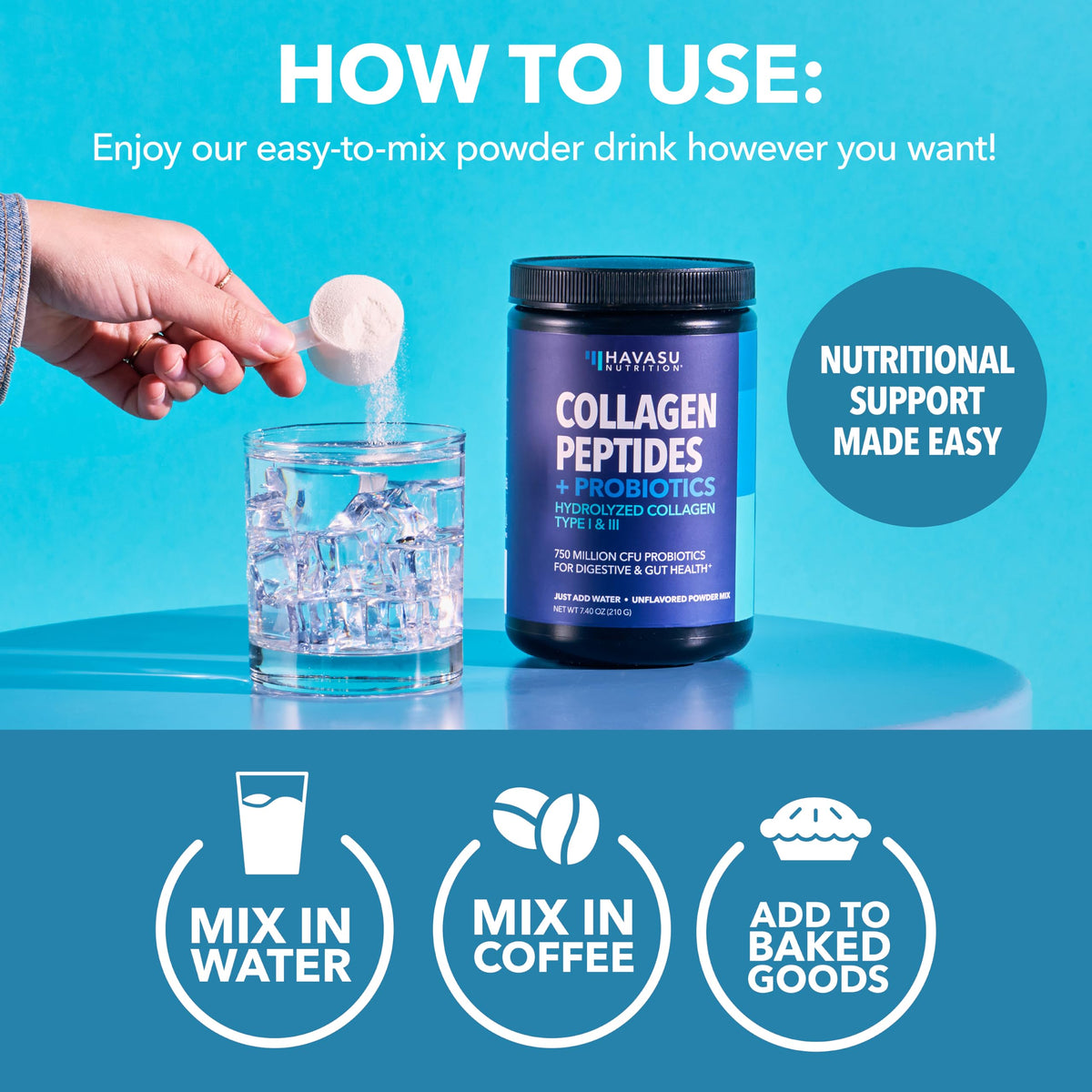 Unflavored Collagen Peptides Powder with Probiotics Y403