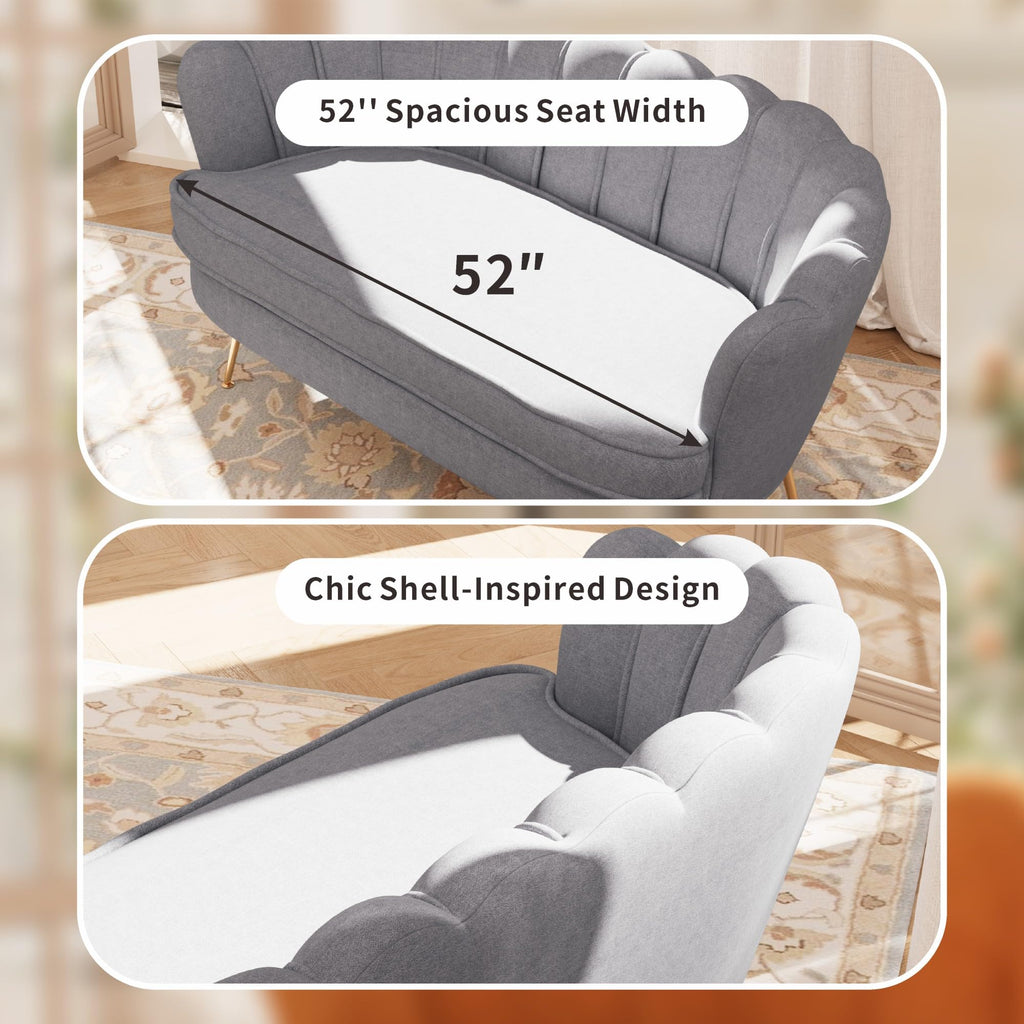 Light Grey Chenille 2-Seater Loveseat Sofa T63957
