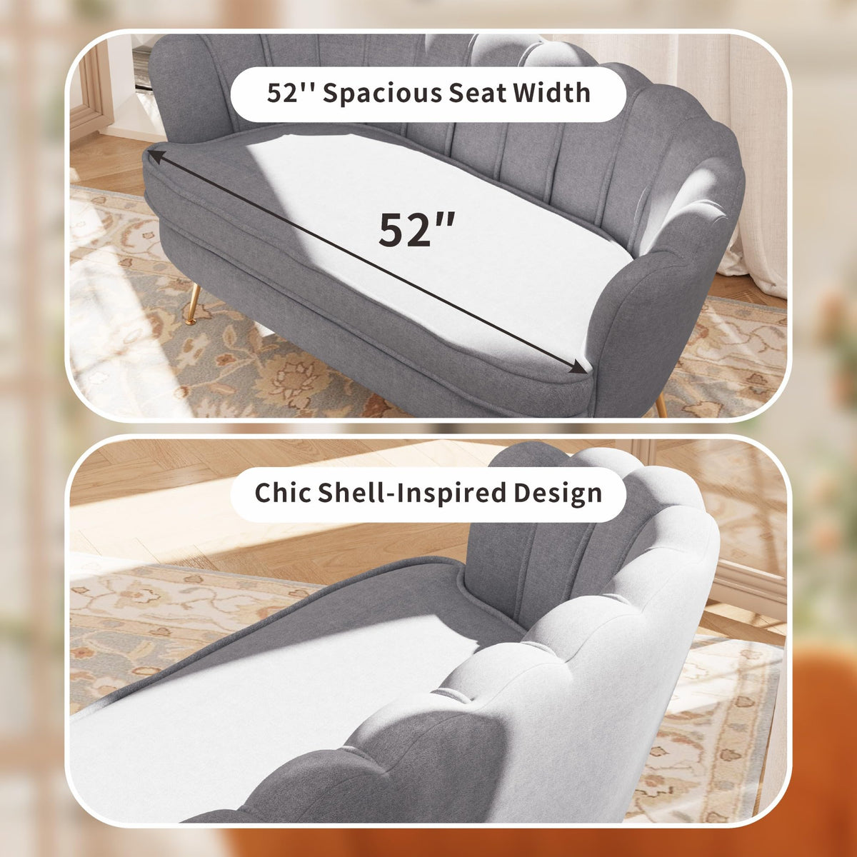 Light Grey Chenille 2-Seater Loveseat Sofa T63957