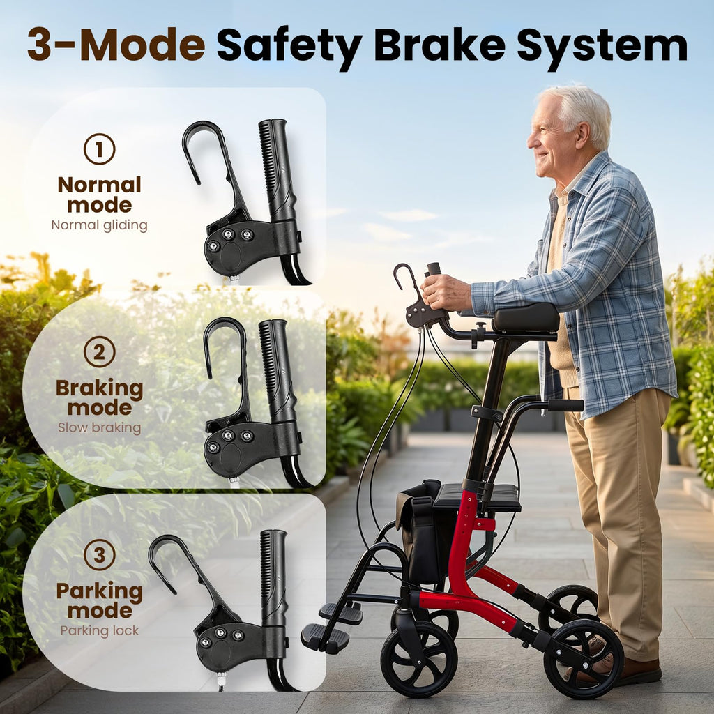 Foldable Lightweight Upright Walker with Seat Armrest Pedal M117164
