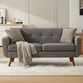 65" Grey Button Tufted Upholstered Loveseat Sofa E4553