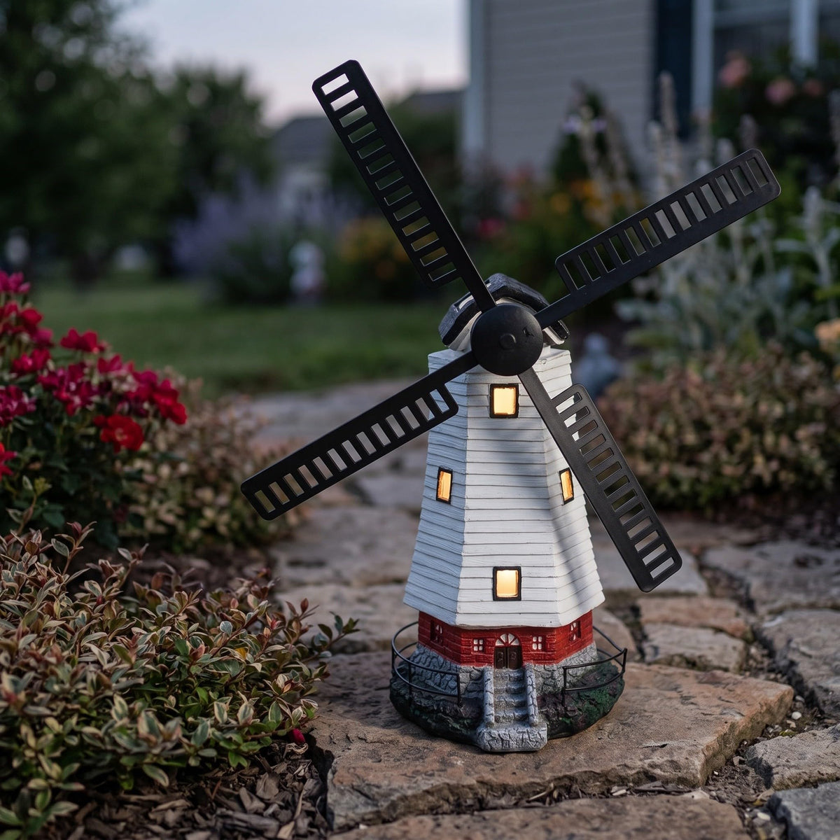 Solar Powered Lighthouse Statue 13 inch S35133