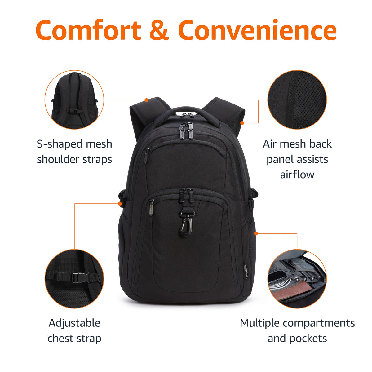 Black Water Resistant Laptop Backpack Z945