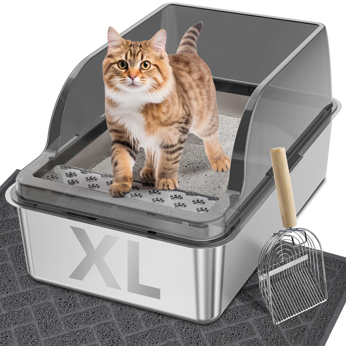 Stainless Steel Enclosed Cat Litter Box P334403
