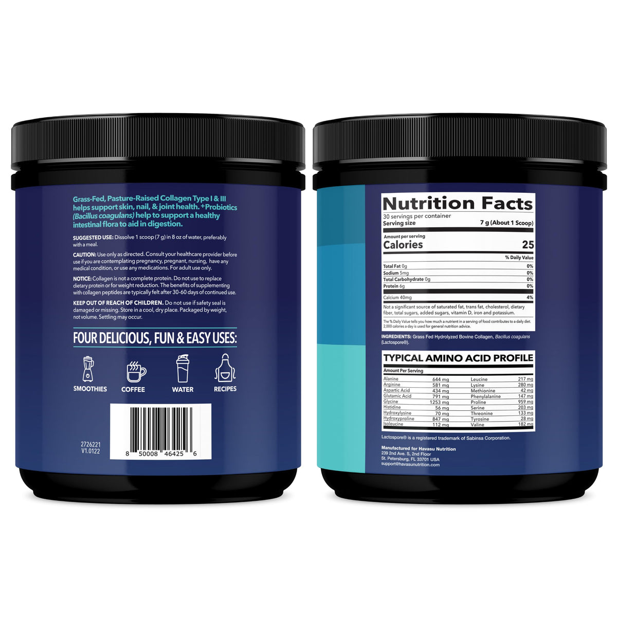 Unflavored Collagen Peptides Powder with Probiotics Y403