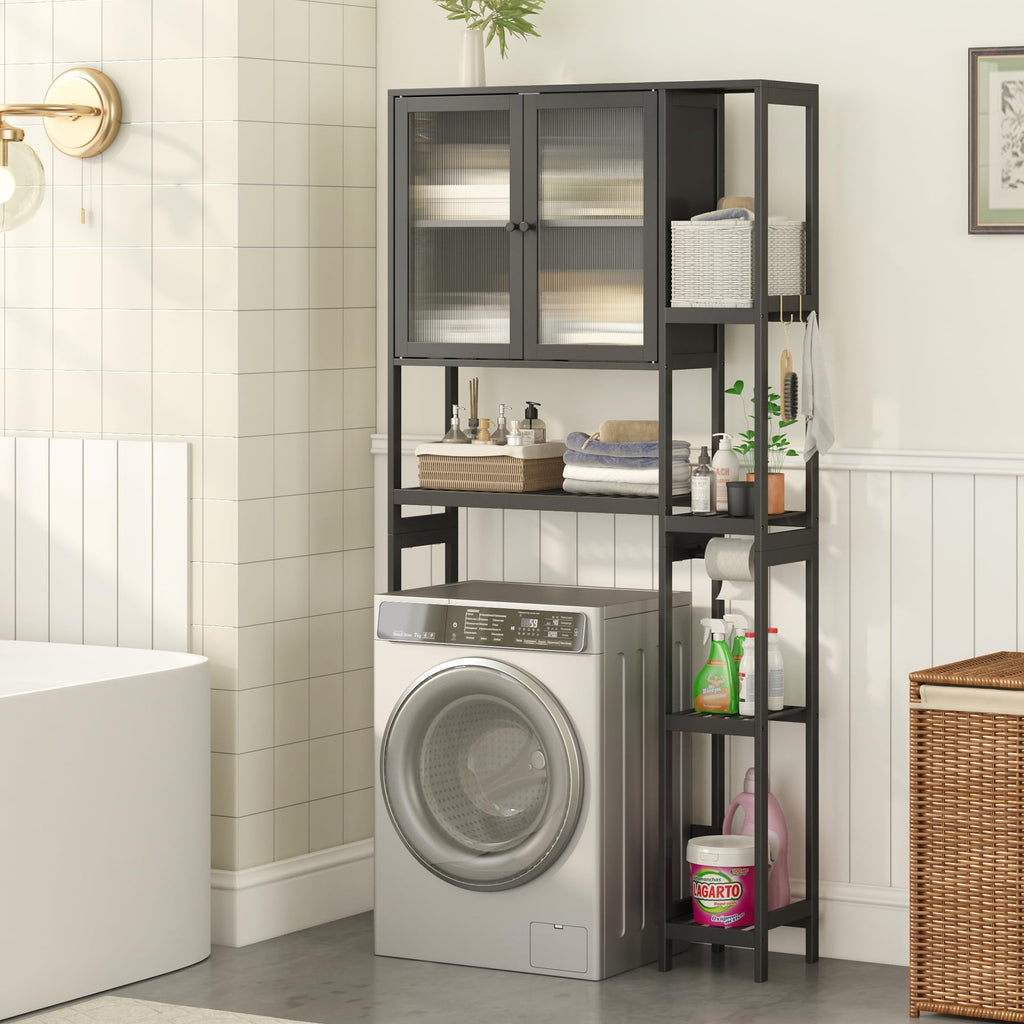 Black Over the Toilet Storage Cabinet with Adjustable Shelves K2674