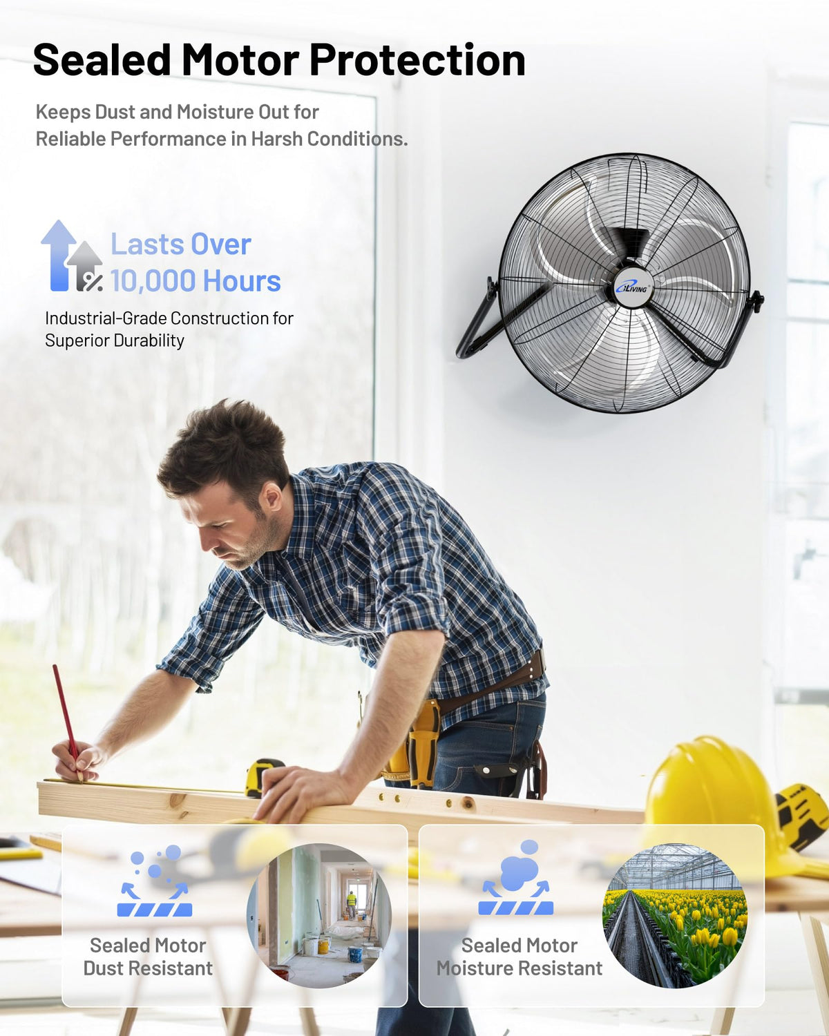 20 Inch Heavy Duty Floor & Wall Mount Fan, 3-Speed Black Q682069