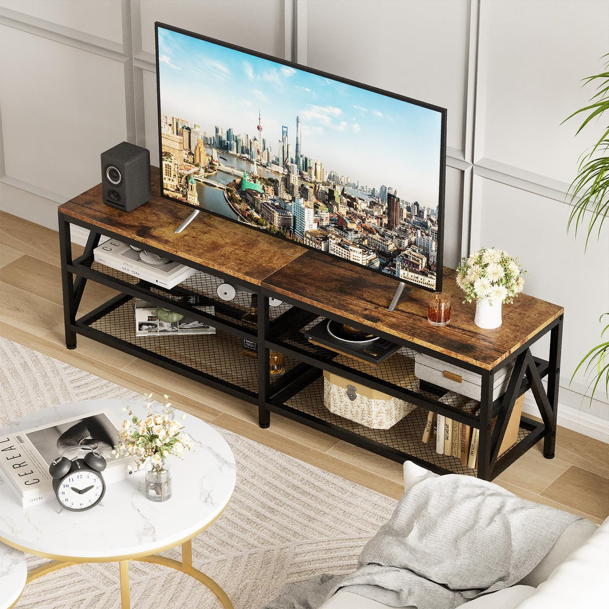 63" TV Stand with 3-Tier Storage Shelves G396937