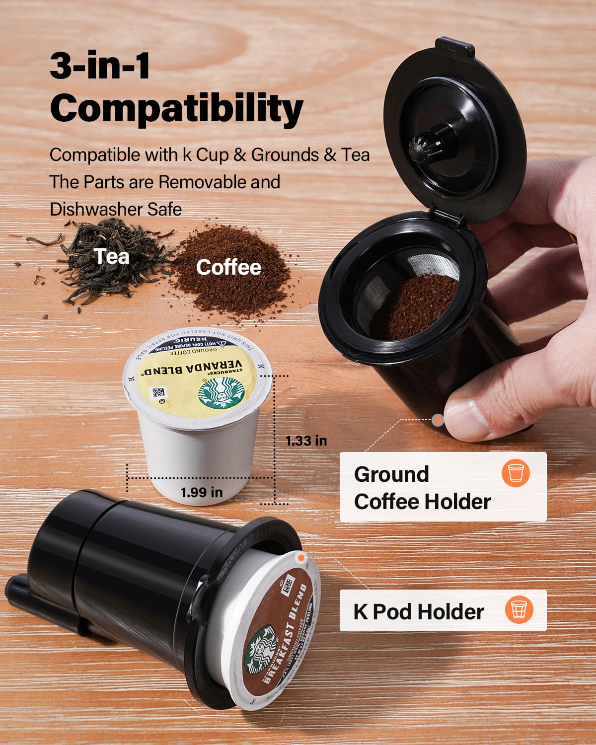 Single Serve Coffee Maker for K Cup and Grounds, White P18800