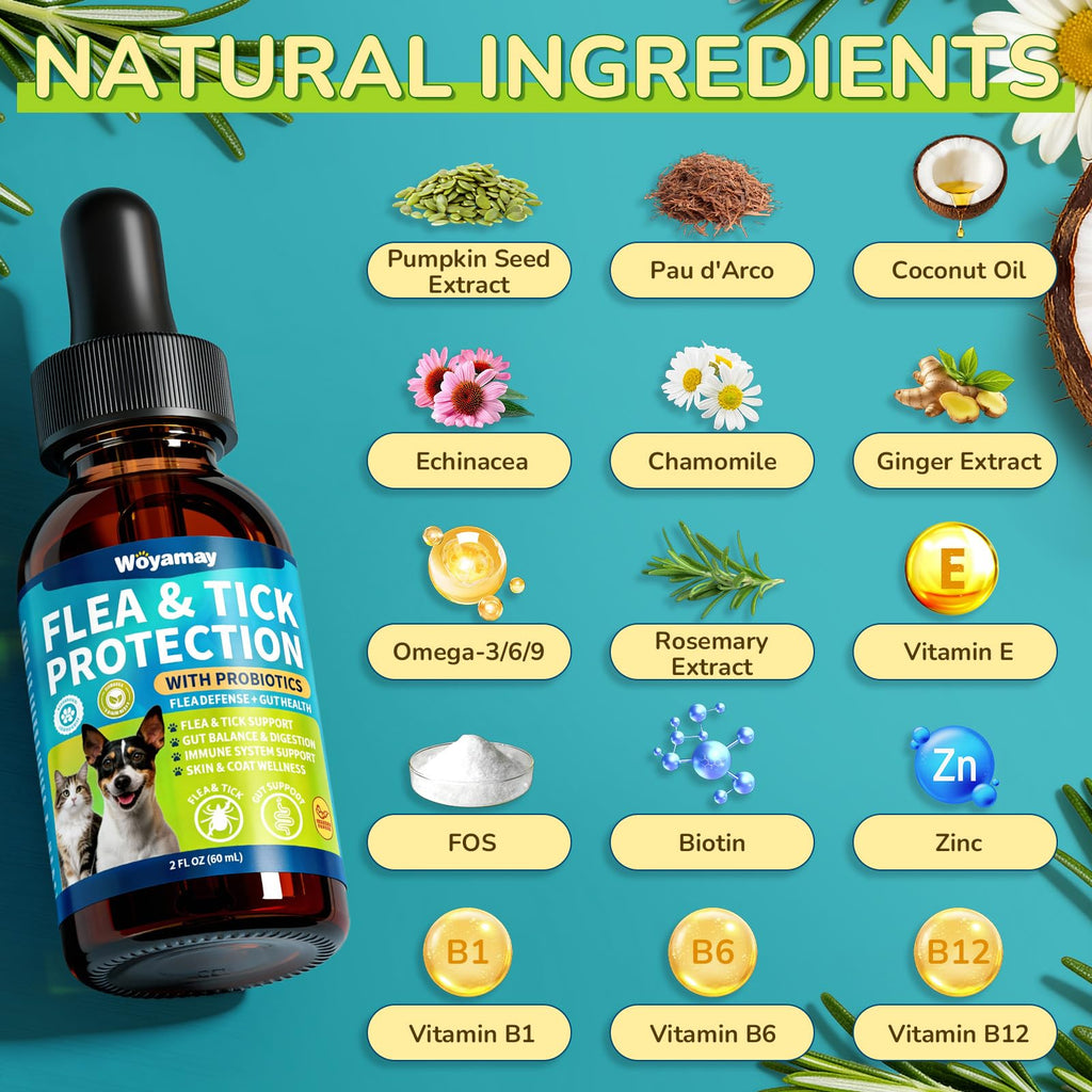 Flea and Tick Prevention Drops with Probiotics E554