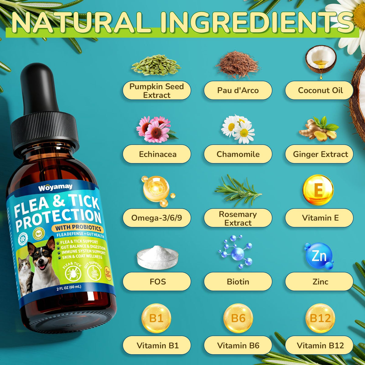 Flea and Tick Prevention Drops with Probiotics E554