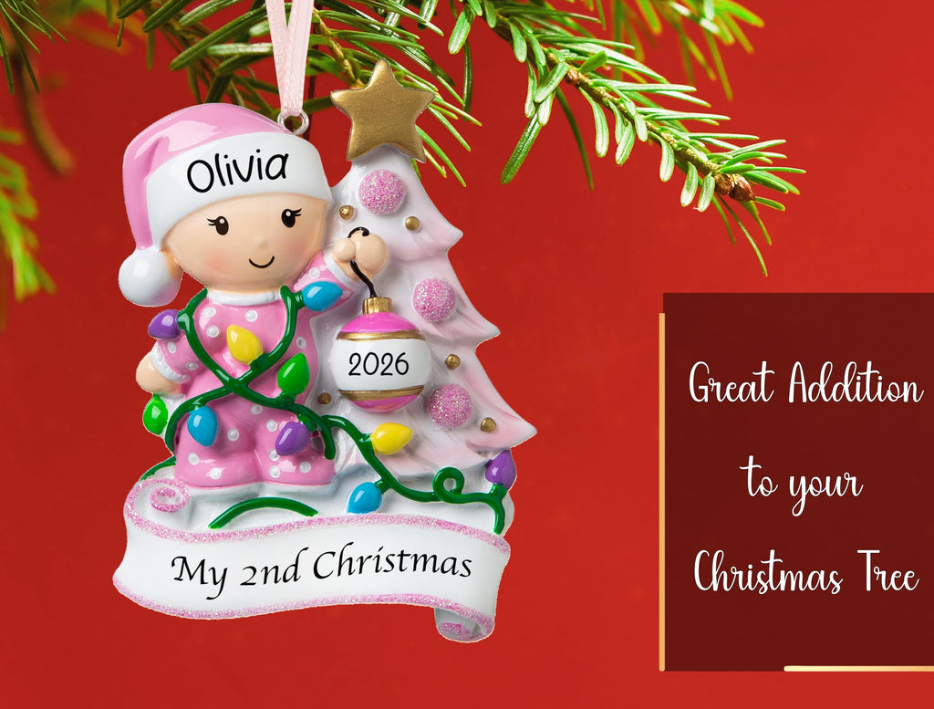 Baby's Second Christmas Ornament 2026 Pink I274