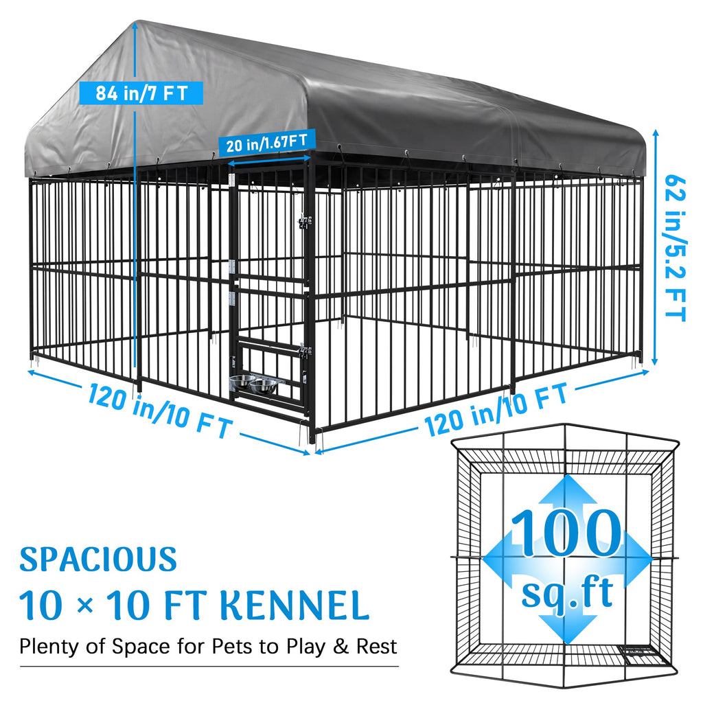 10×10FT Outdoor Dog Kennel with Roof H972315