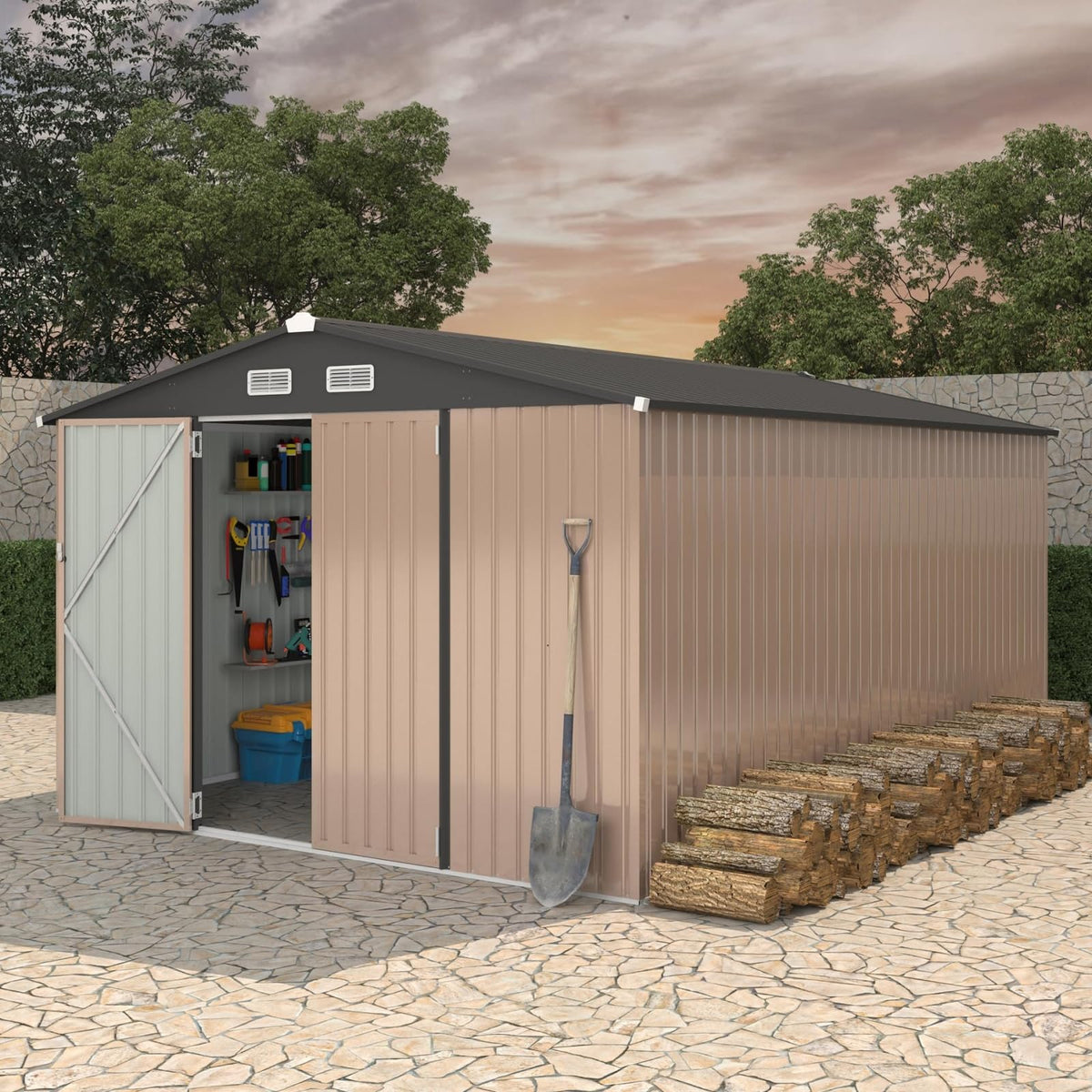 10X14 Ft Galvanized Steel Metal Storage Shed D211897