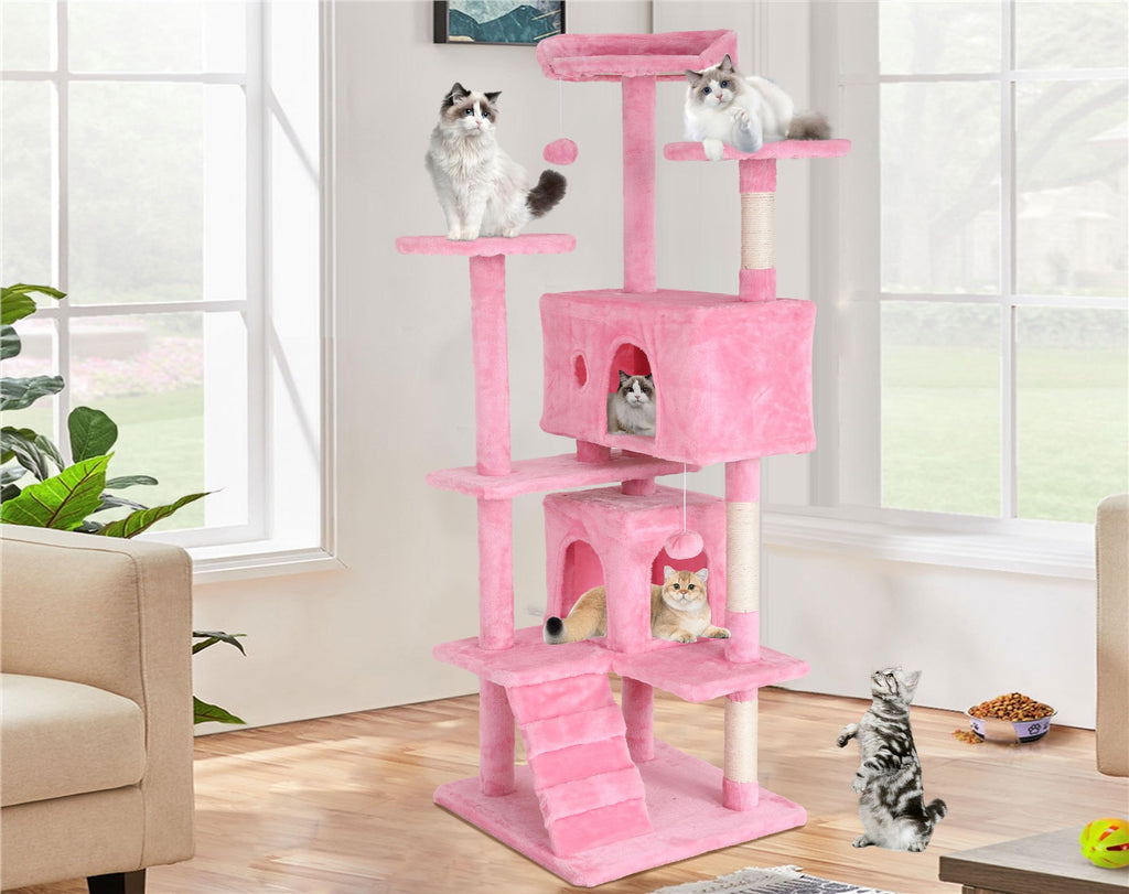 70-inch Pink Multi-Level Cat Tower & Cat Condo with Scratching Post N489