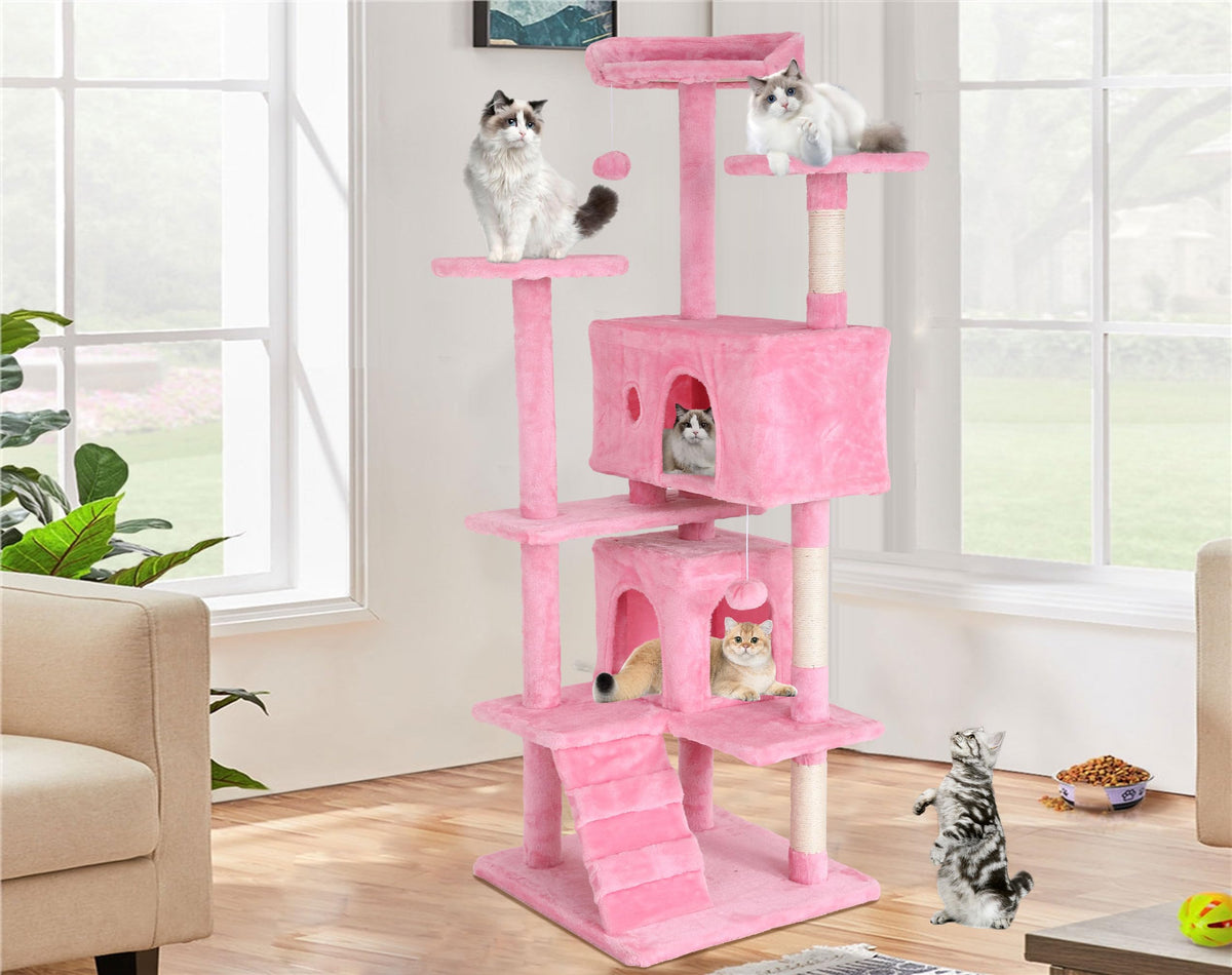 70-inch Pink Multi-Level Cat Tower & Cat Condo with Scratching Post N489