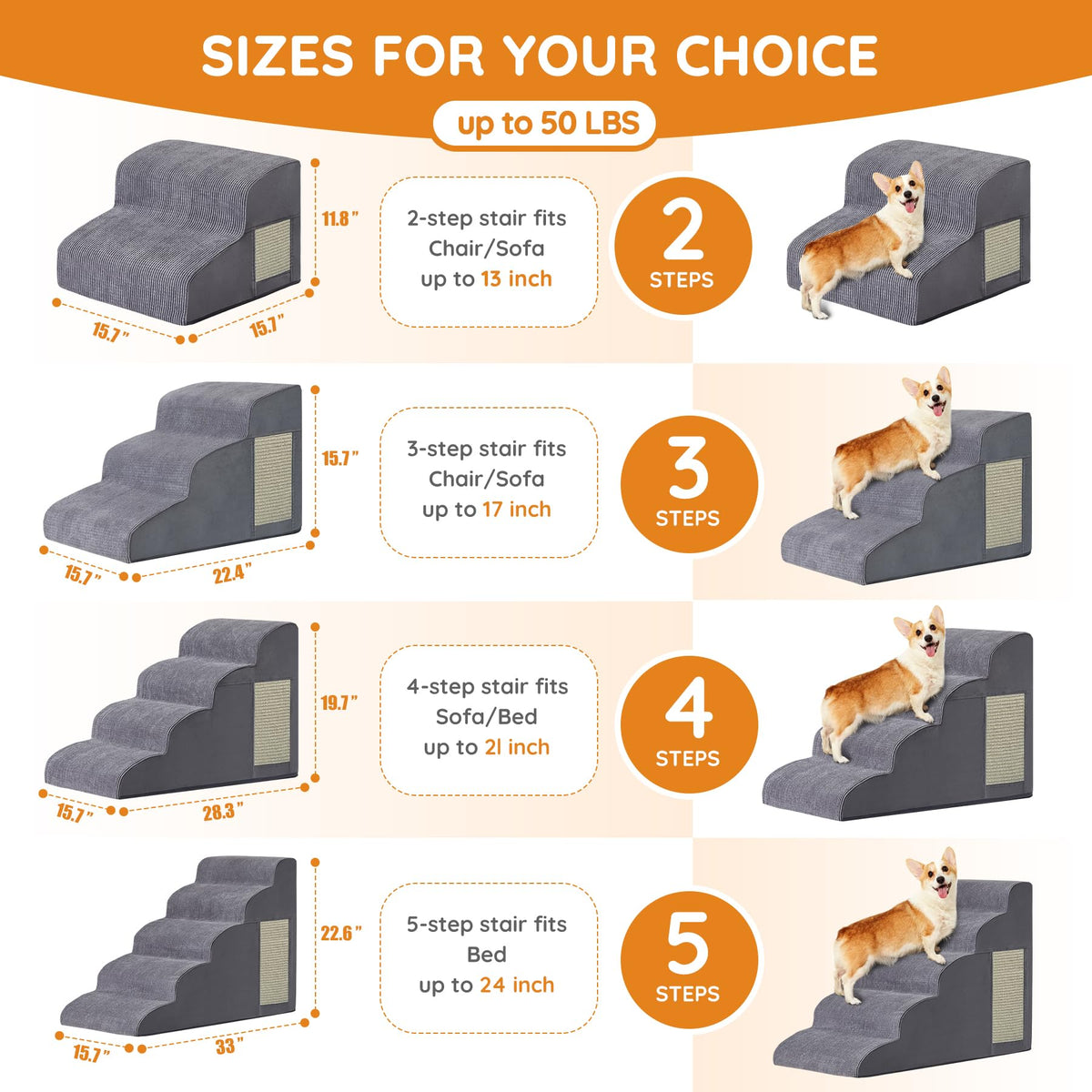 Dog Stairs 2-Step Grey Z49929