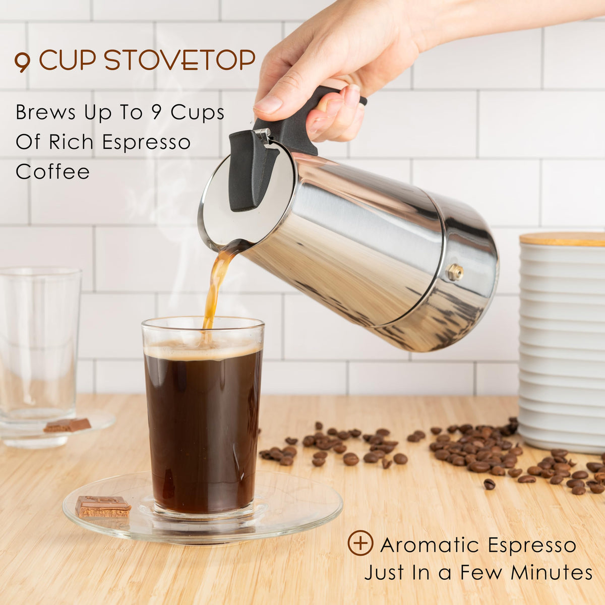 9 Cup Stainless Steel Moka Pot U283479