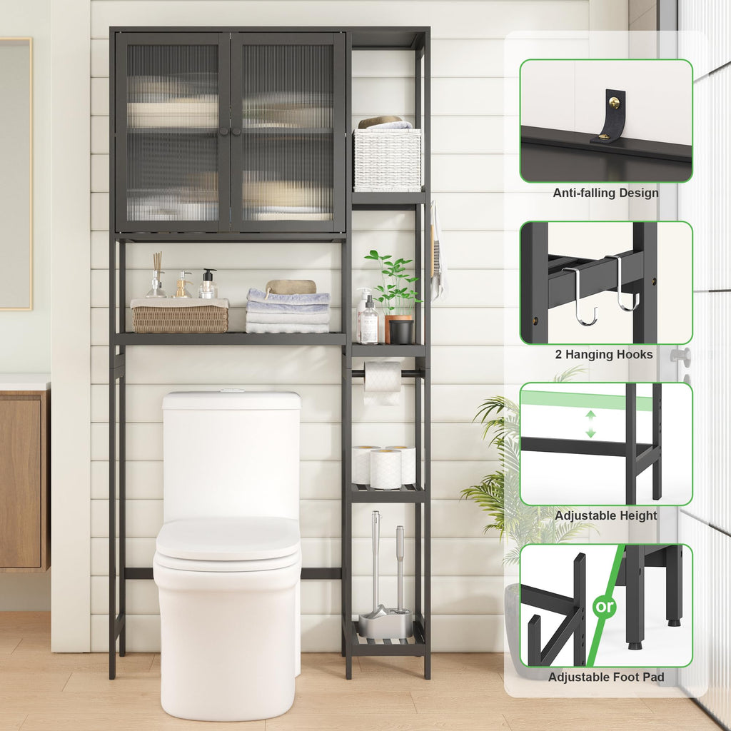 Black Over the Toilet Storage Cabinet with Adjustable Shelves K2674