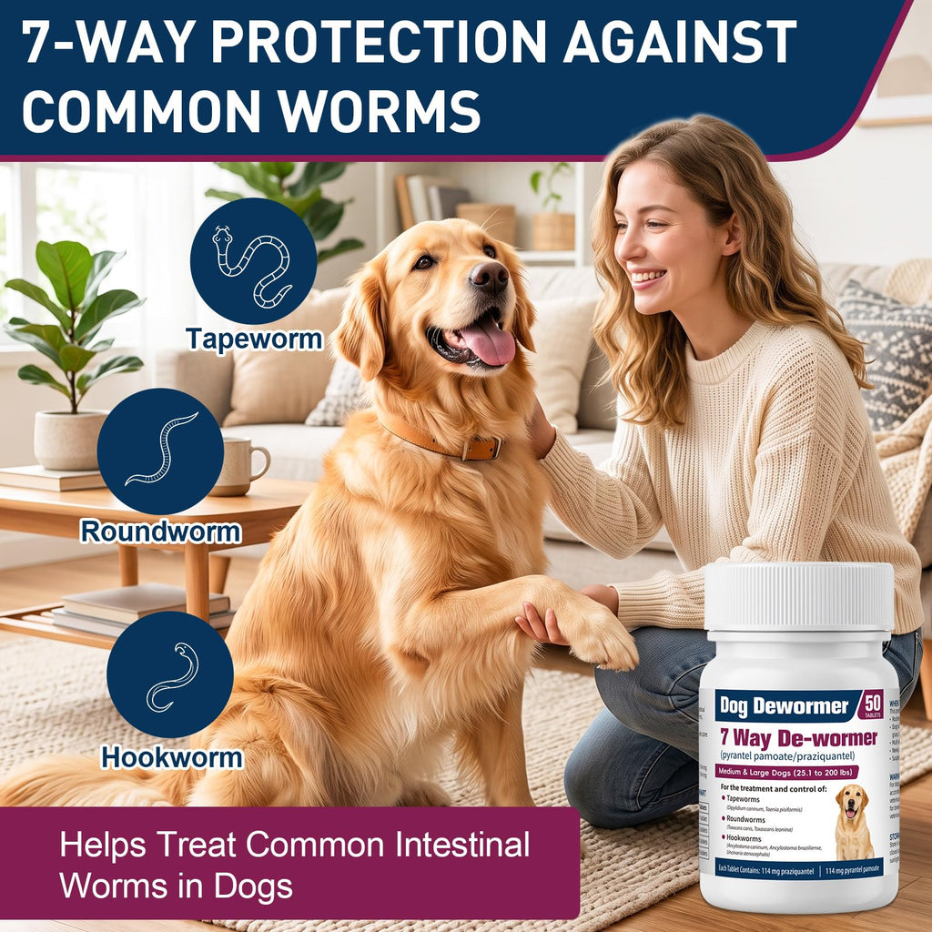 7-Way Dewormer for Large Dogs & Puppies, 50 Tablets Y424