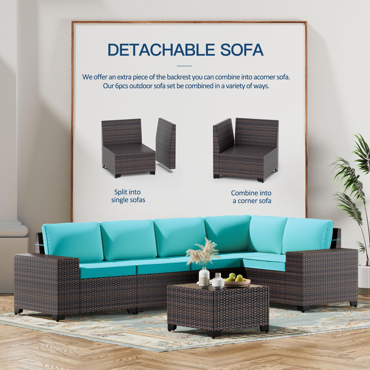 12PCS PE Wicker Rattan Sectional Sofa H55493