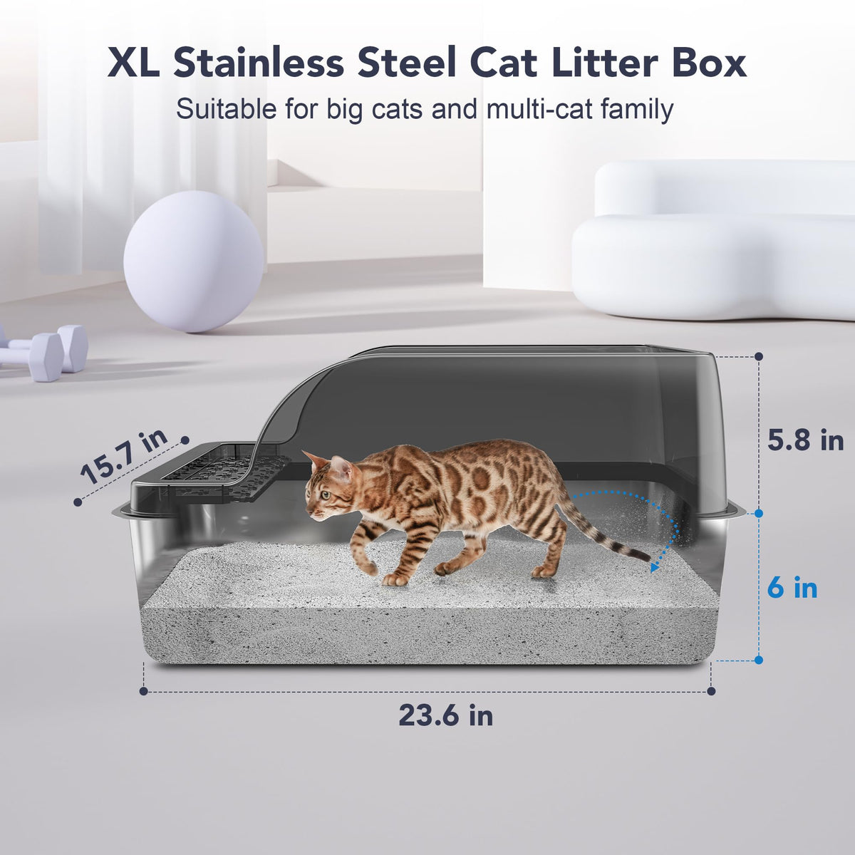 Stainless Steel Enclosed Cat Litter Box P334403