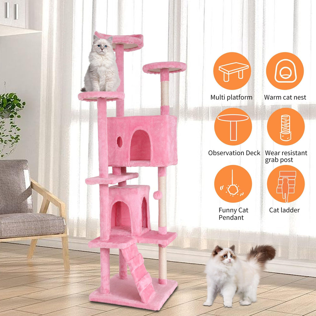 70-inch Pink Multi-Level Cat Tower & Cat Condo with Scratching Post N489