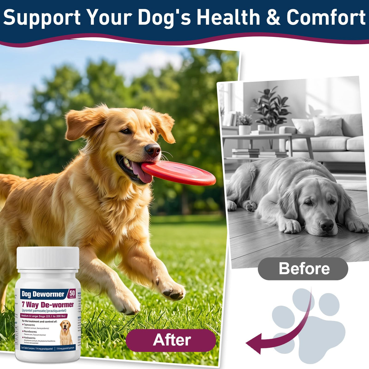 7-Way Dewormer for Large Dogs & Puppies, 50 Tablets Y424