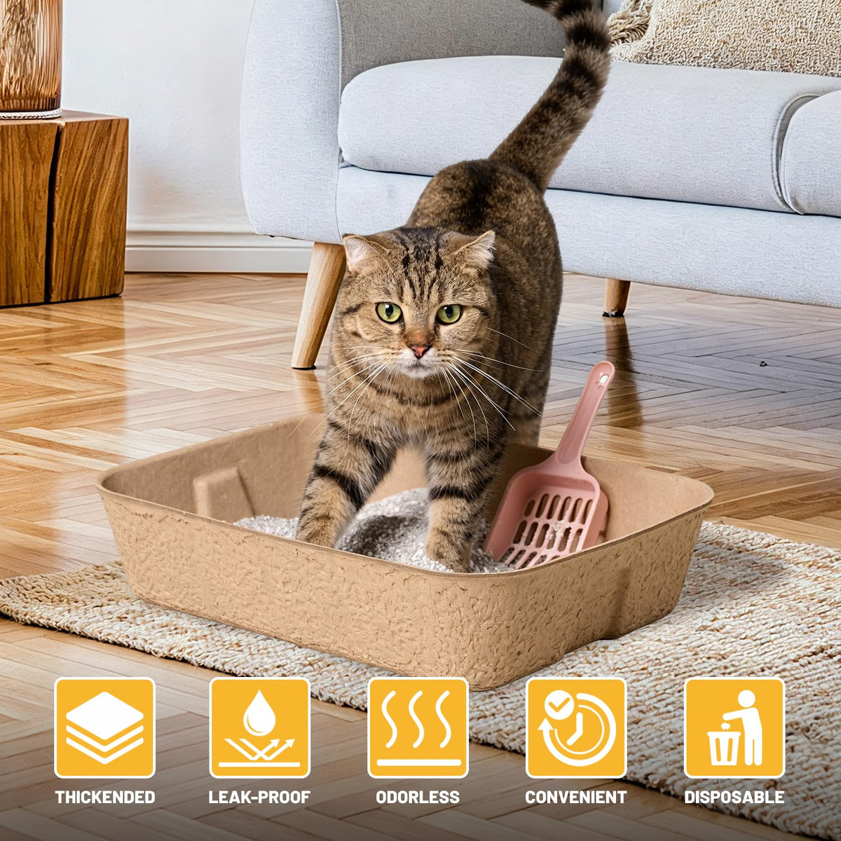 4 Pack Disposable Cardboard Cat Litter Boxes R329
